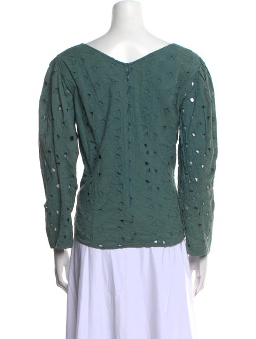 La Vie Rebecca Taylor V-Neck Long Sleeve Button-Up Top