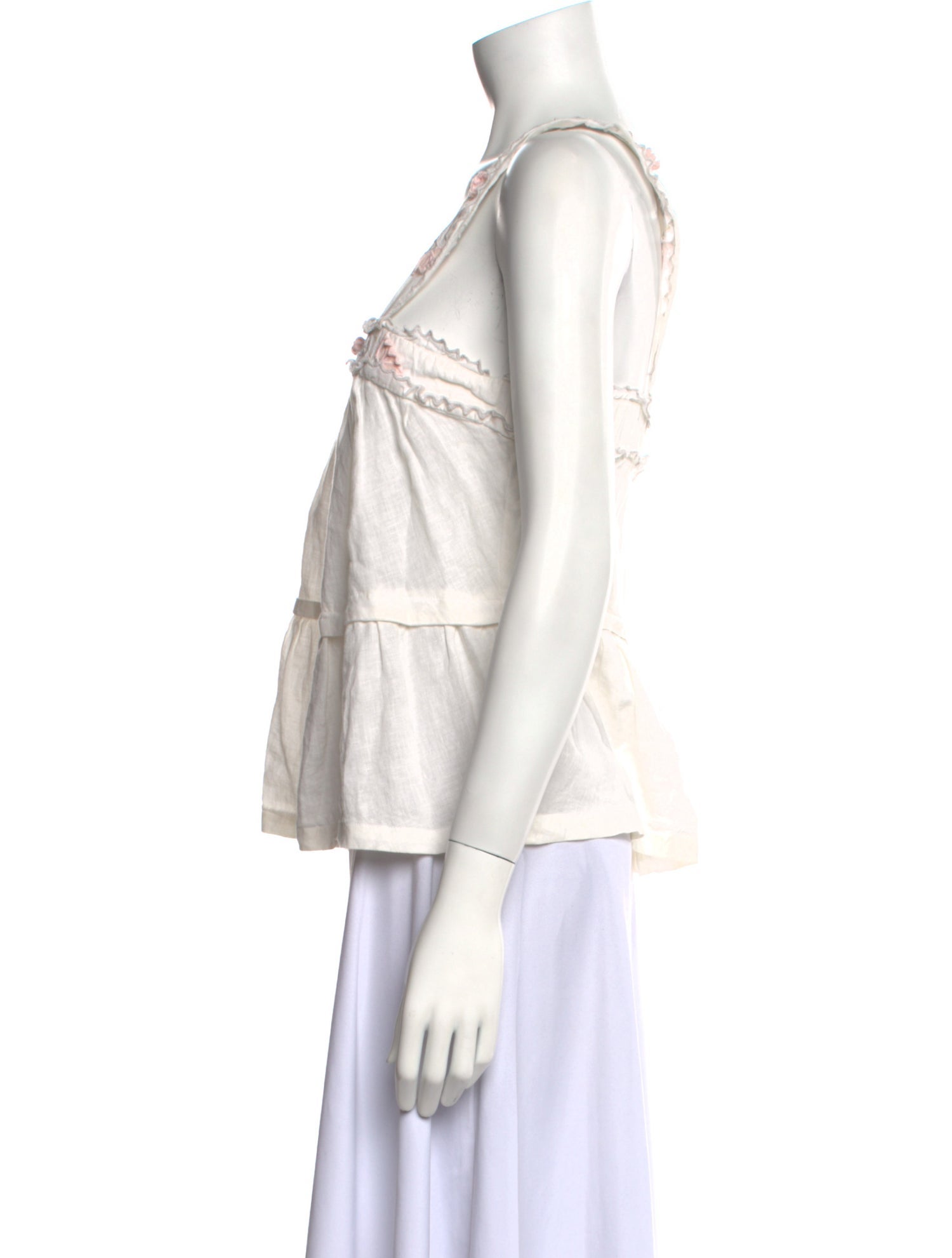 La Vie Rebecca Taylor Linen Square Neckline Crop Top