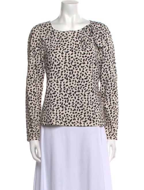 La Vie Rebecca Taylor Animal Print Scoop Neck Sweatshirt
