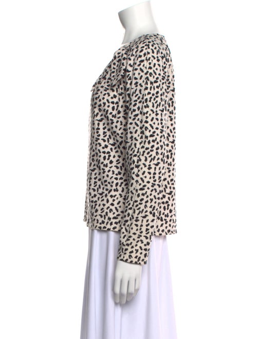La Vie Rebecca Taylor Animal Print Scoop Neck Sweatshirt