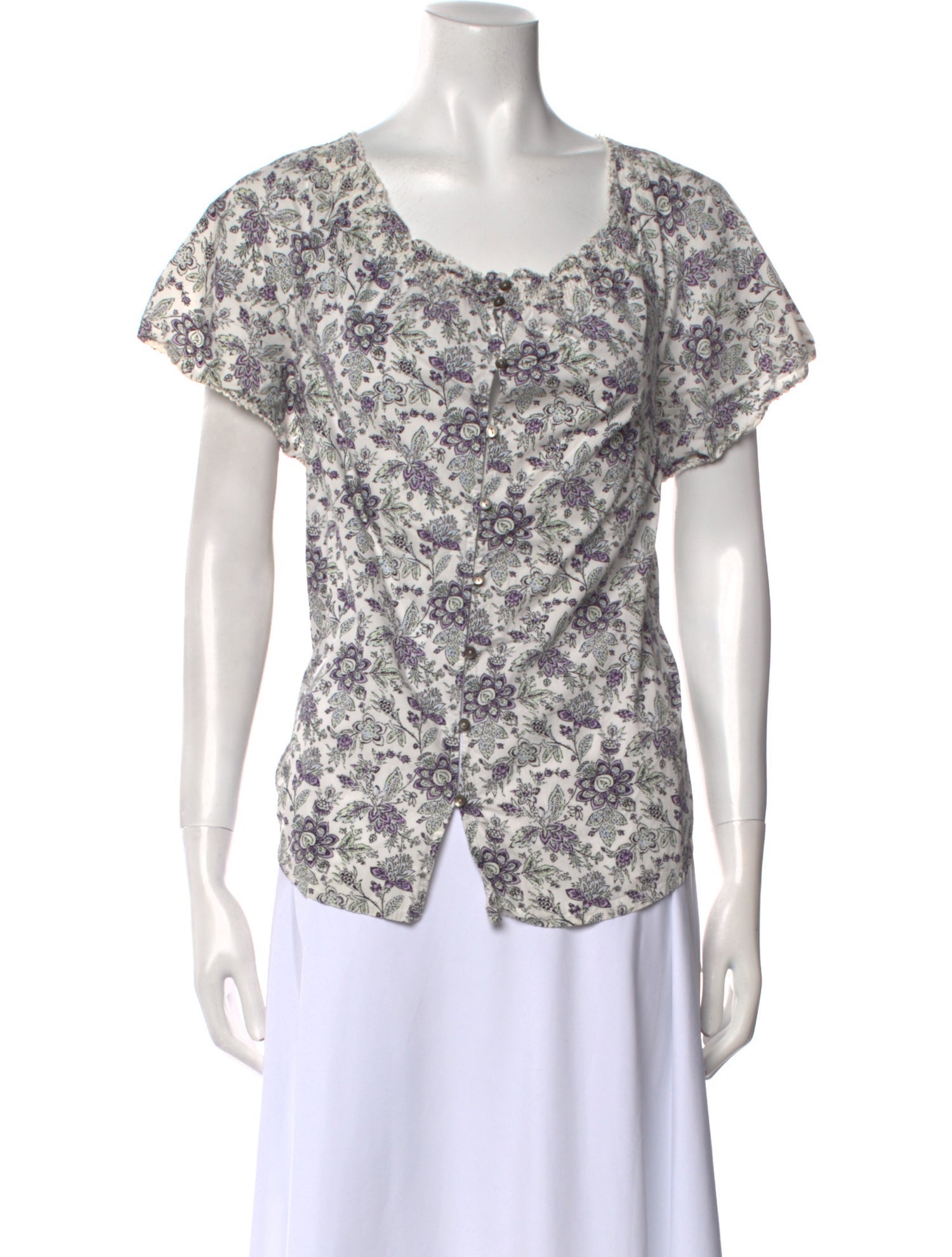 La Vie Rebecca Taylor Floral Print Scoop Neck T-Shirt w/ Tags