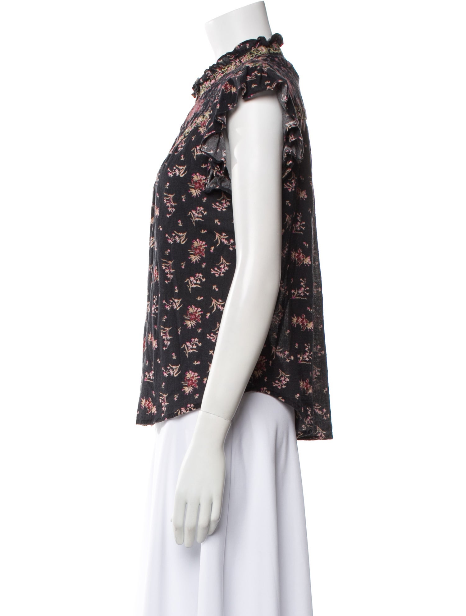 La Vie Rebecca Taylor Floral Print Mock Neck Blouse