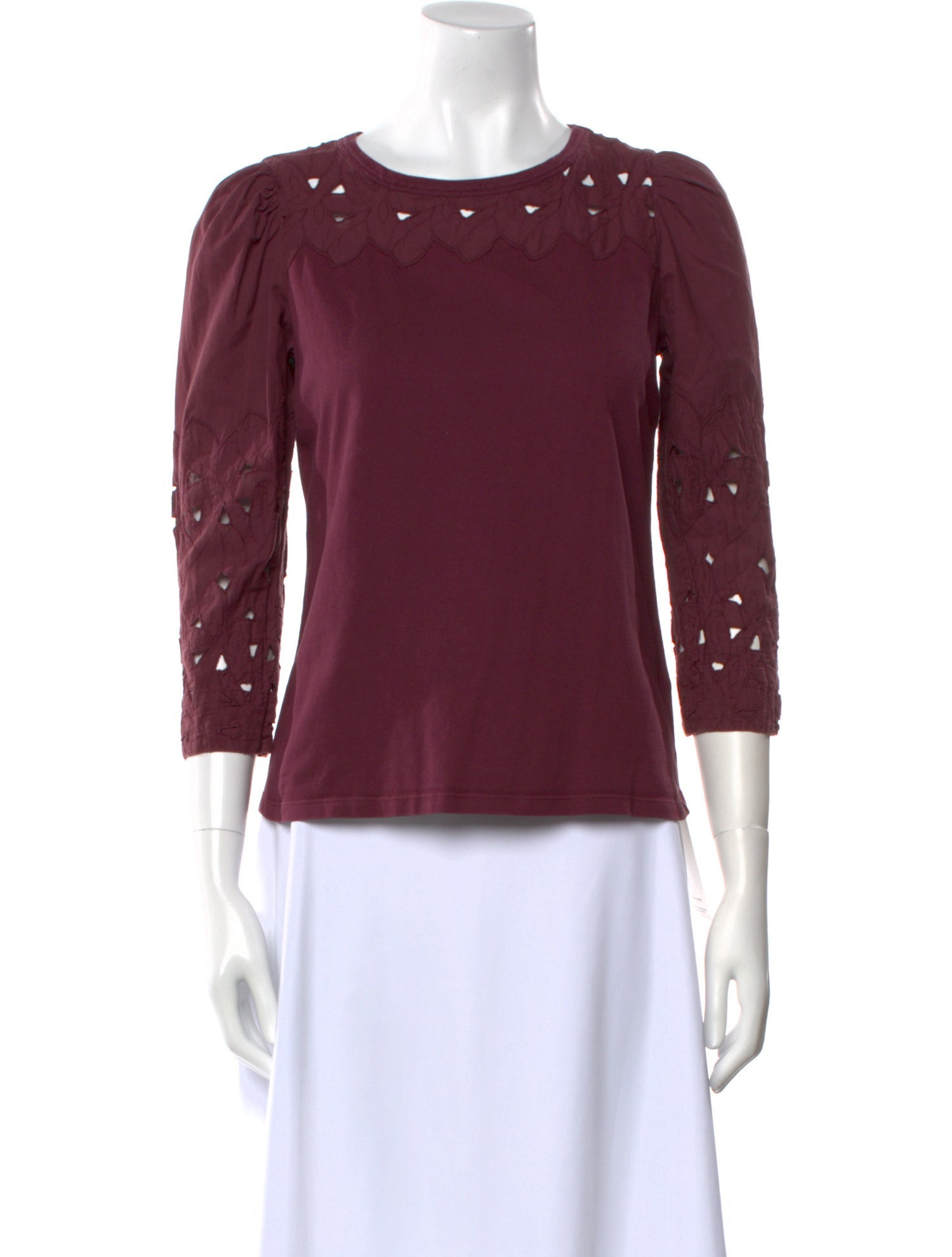 La Vie Rebecca Taylor Crew Neck Three-Quarter Sleeve Top