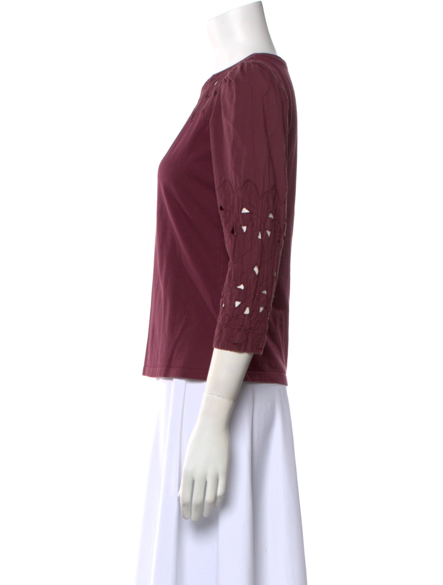 La Vie Rebecca Taylor Crew Neck Three-Quarter Sleeve Top