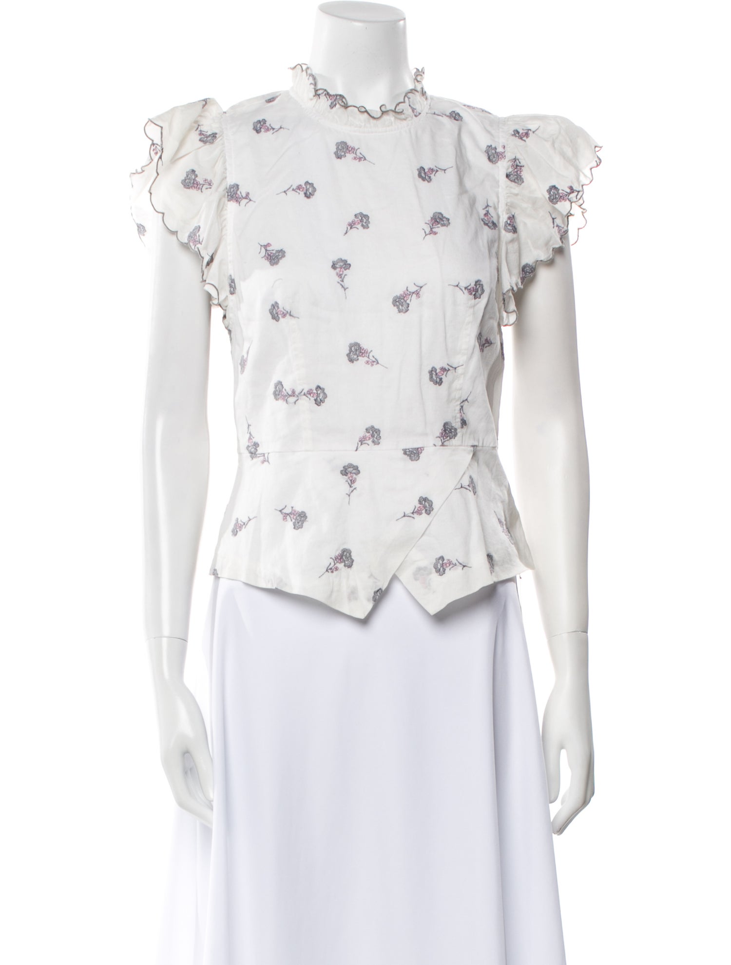 La Vie Rebecca Taylor Mock Neck Short Sleeve Blouse