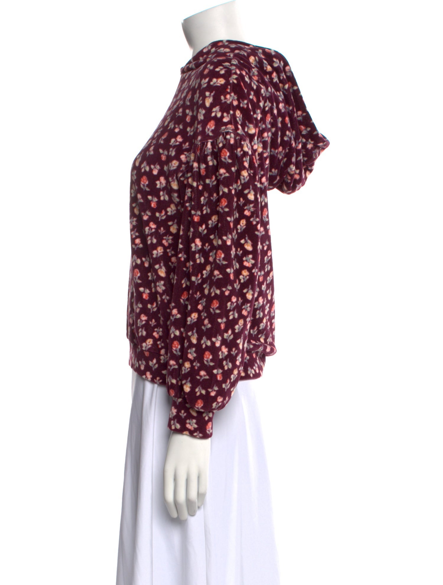 La Vie Rebecca Taylor Floral Print Mock Neck Blouse