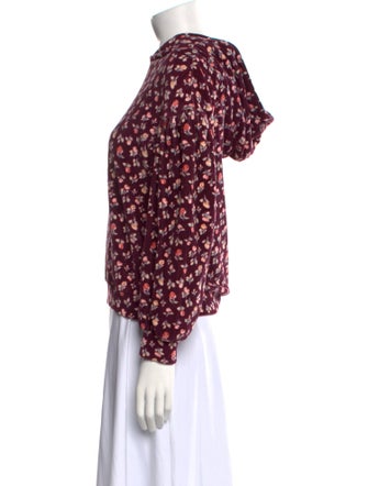 La Vie Rebecca Taylor Floral Print Mock Neck Blouse