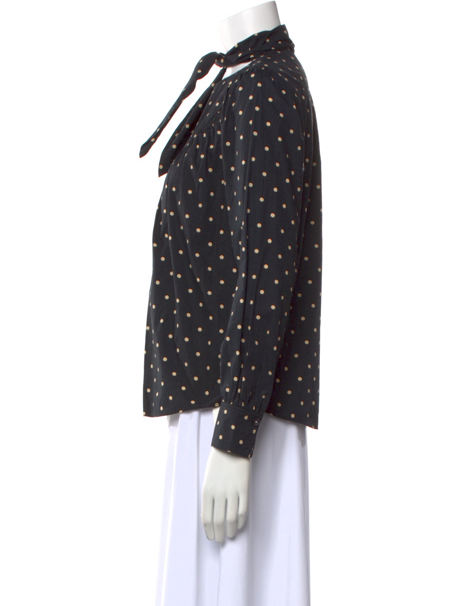 La Vie Rebecca Taylor Polka Dot Print Mock Neck Button-Up Top