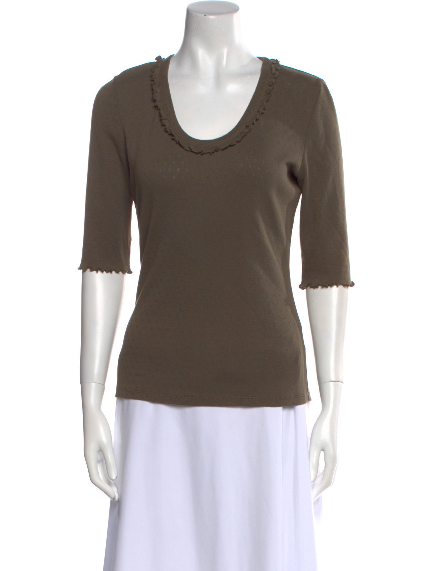 La Vie Rebecca Taylor Scoop Neck Three-Quarter Sleeve T-Shirt