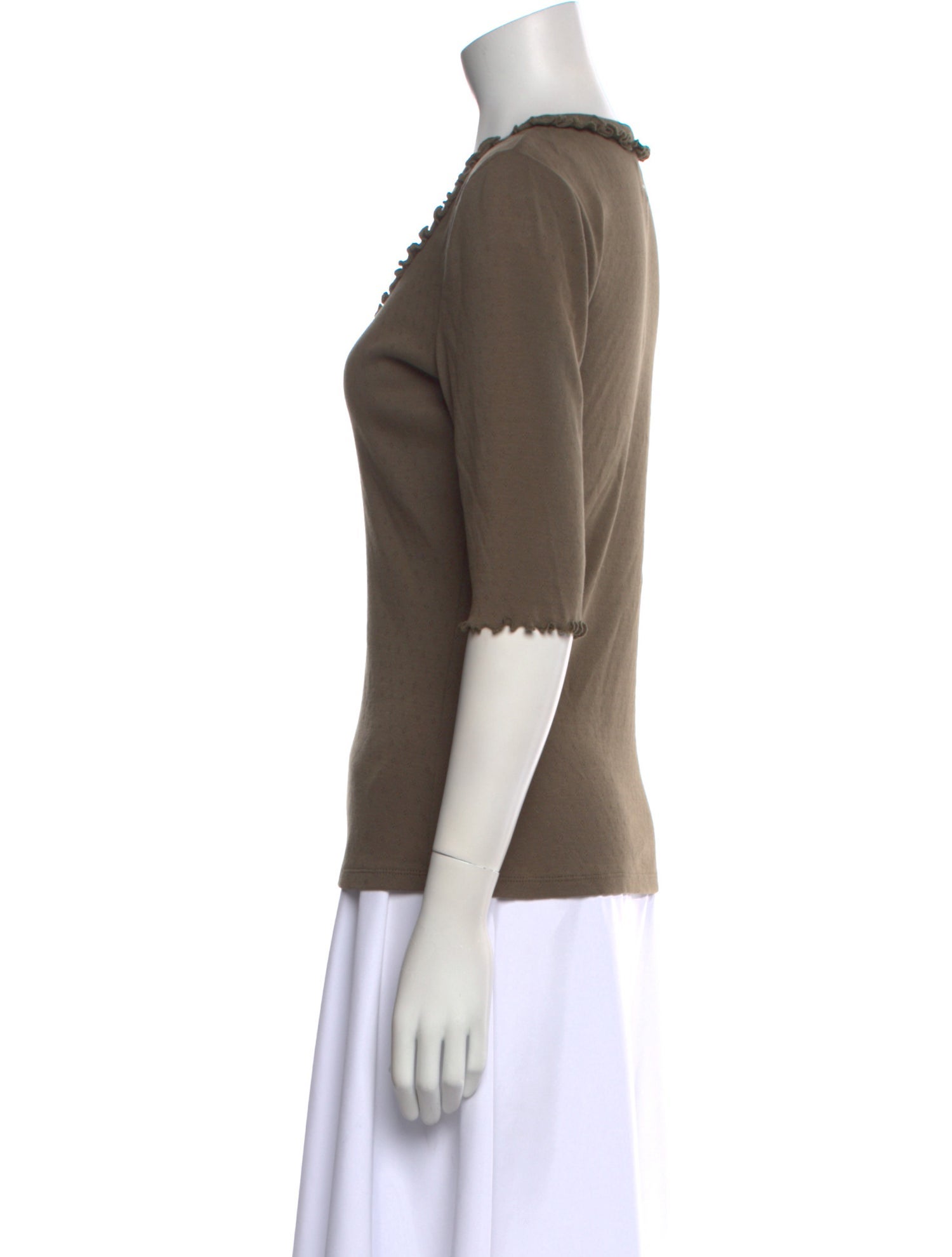 La Vie Rebecca Taylor Scoop Neck Three-Quarter Sleeve T-Shirt