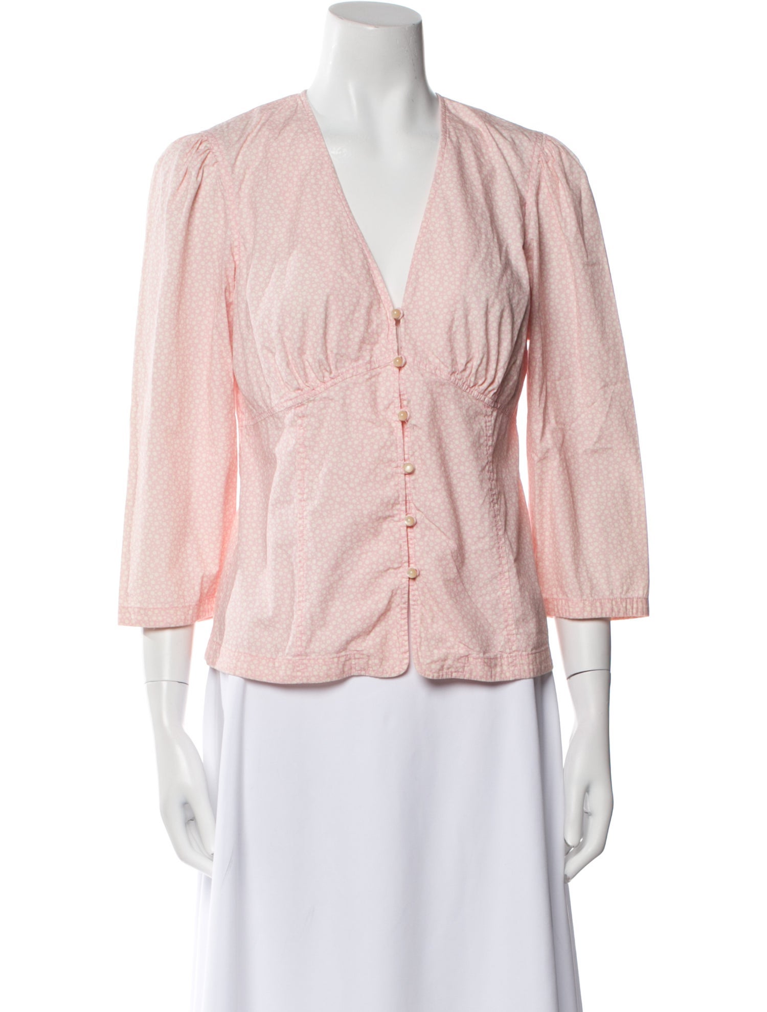 La Vie Rebecca Taylor V-Neck Three-Quarter Sleeve Blouse