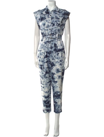 La Vie Rebecca Taylor Tie-Dye Print V-Neck Jumpsuit