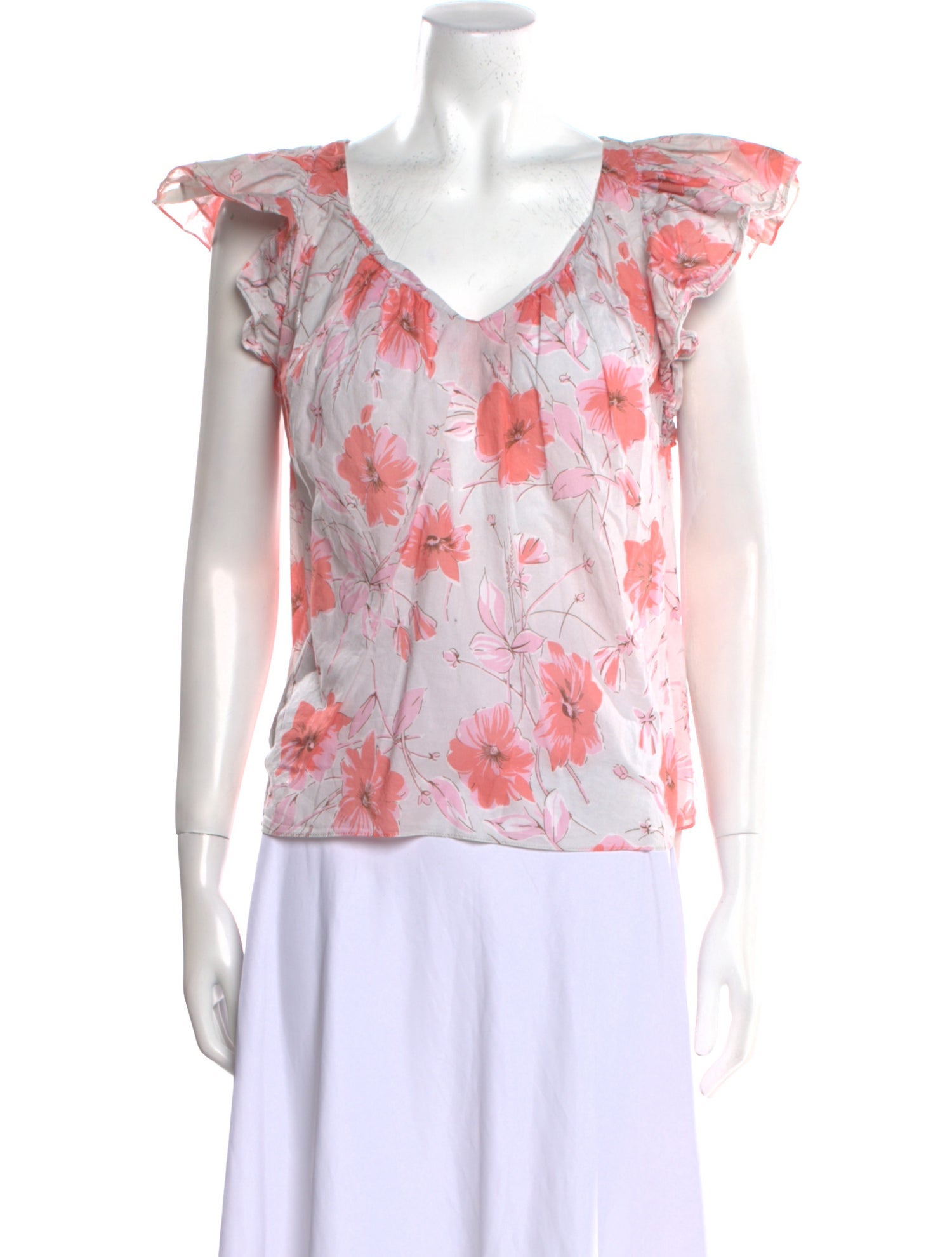 La Vie Rebecca Taylor Floral Print V-Neck Blouse