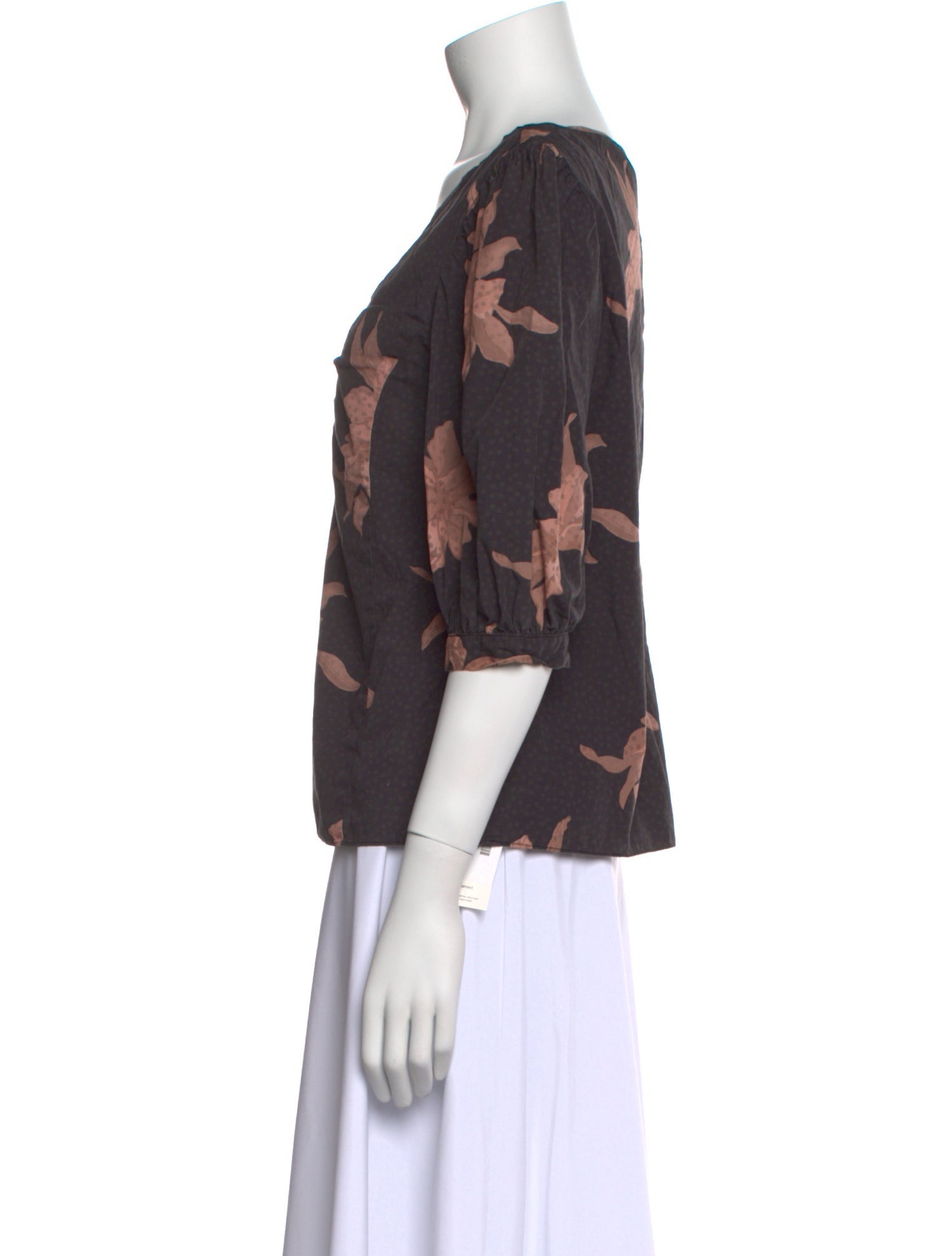 La Vie Rebecca Taylor Floral Print V-Neck Blouse