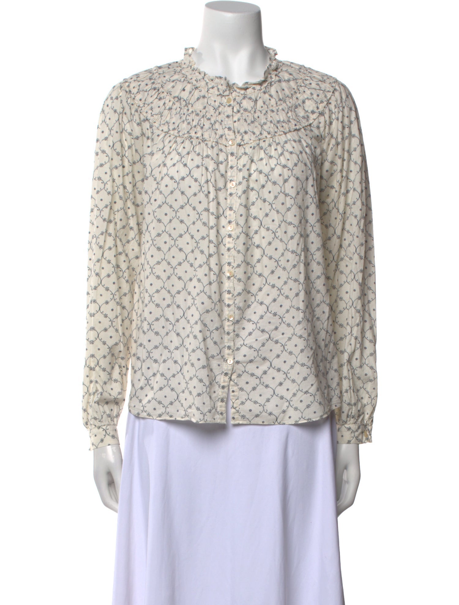 La Vie Rebecca Taylor Printed Crew Neck Blouse