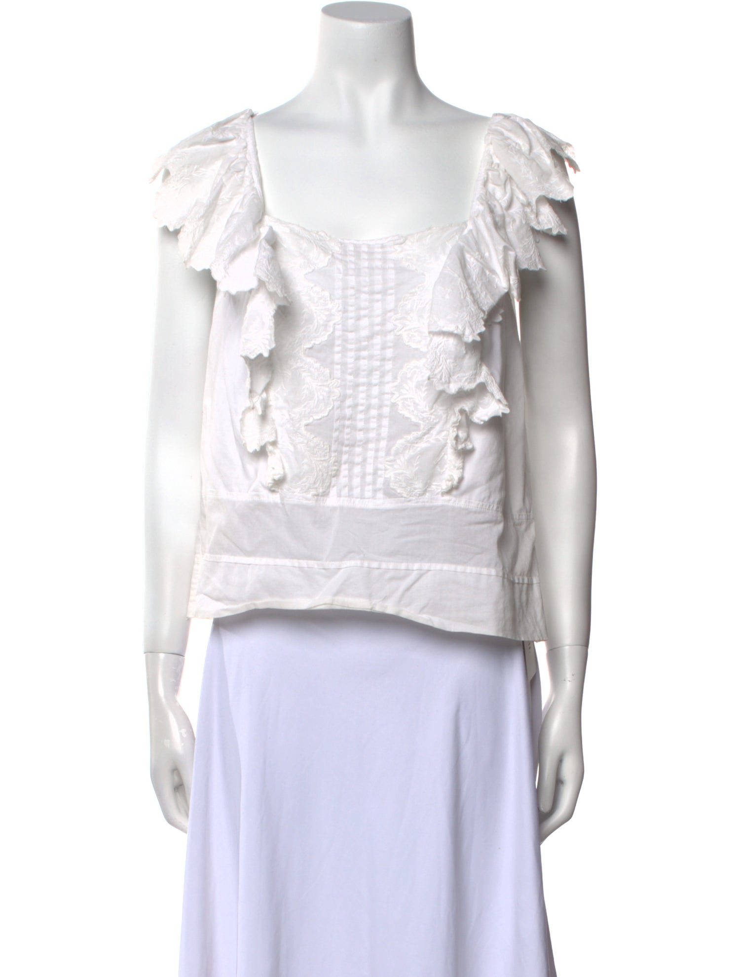 La Vie Rebecca Taylor Square Neckline Sleeveless Crop Top