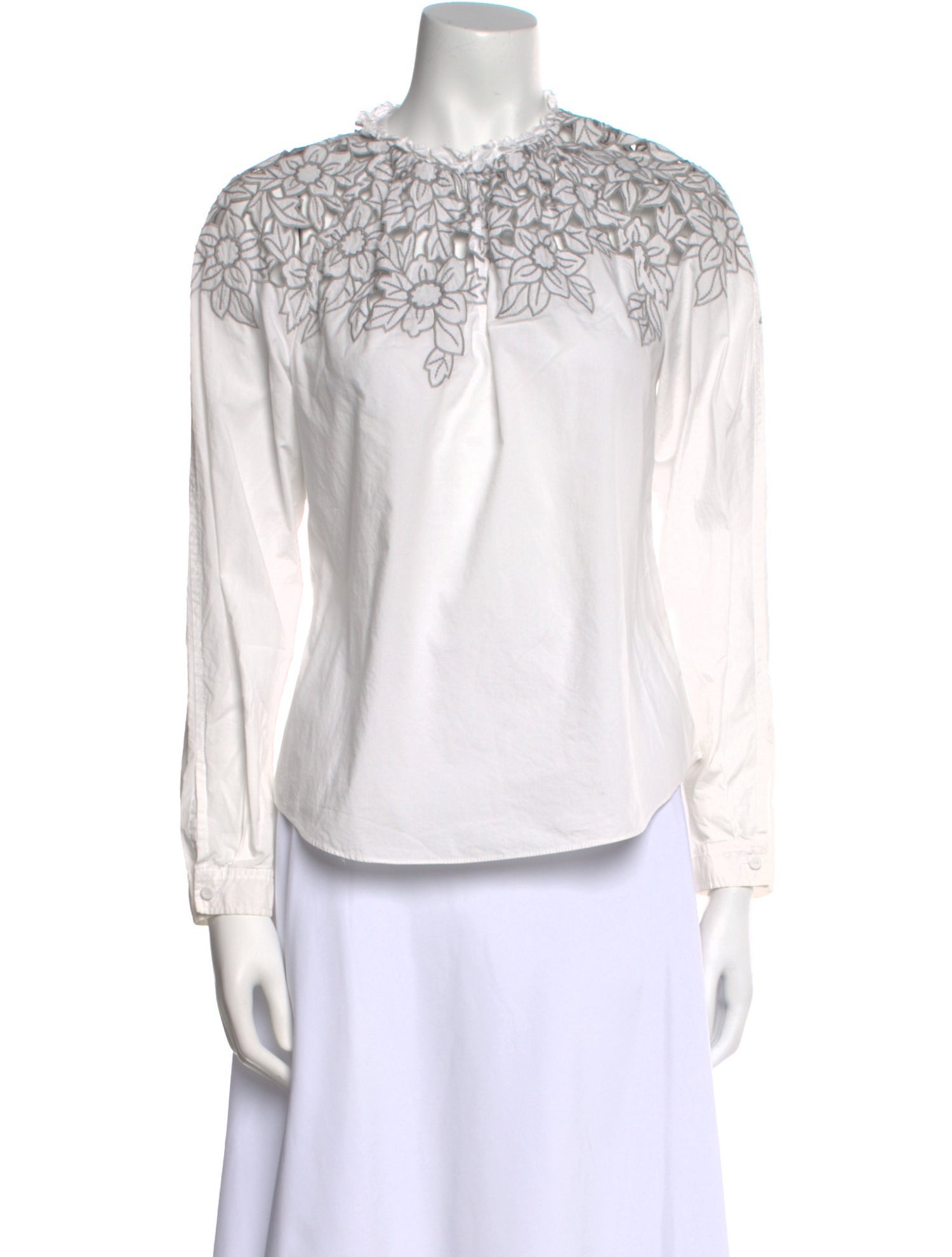 La Vie Rebecca Taylor Crew Neck Long Sleeve Blouse