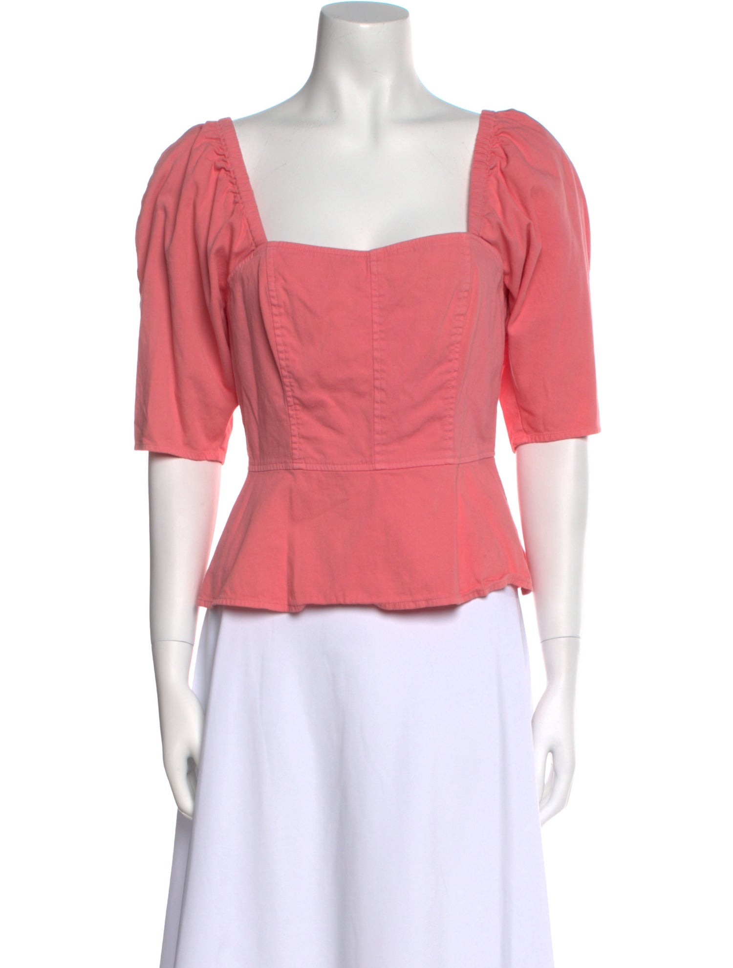 La Vie Rebecca Taylor Square Neckline Short Sleeve Crop Top