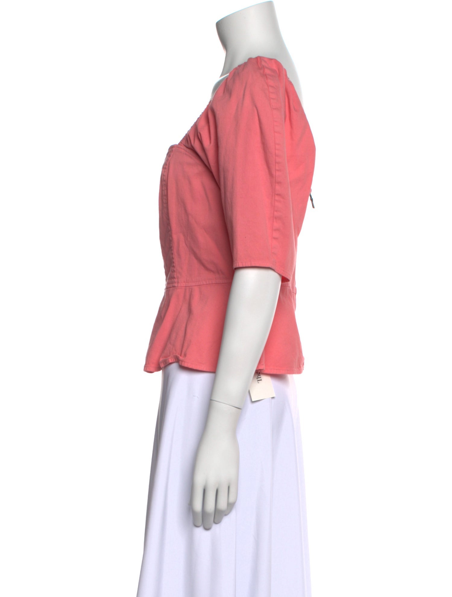 La Vie Rebecca Taylor Square Neckline Short Sleeve Crop Top