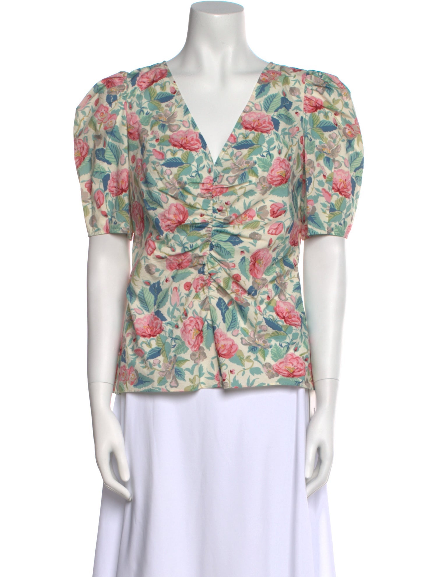 La Vie Rebecca Taylor Floral Print V-Neck Blouse
