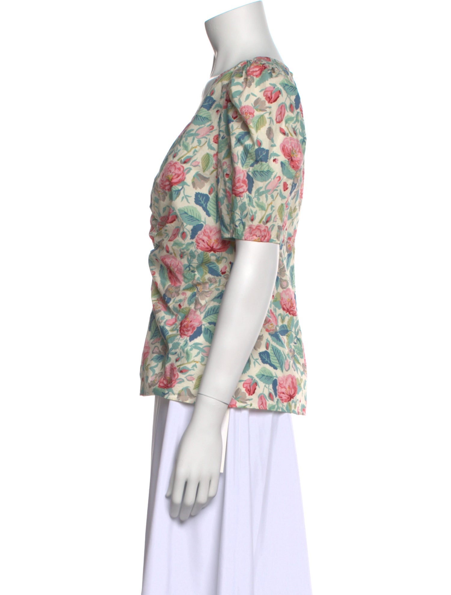 La Vie Rebecca Taylor Floral Print V-Neck Blouse