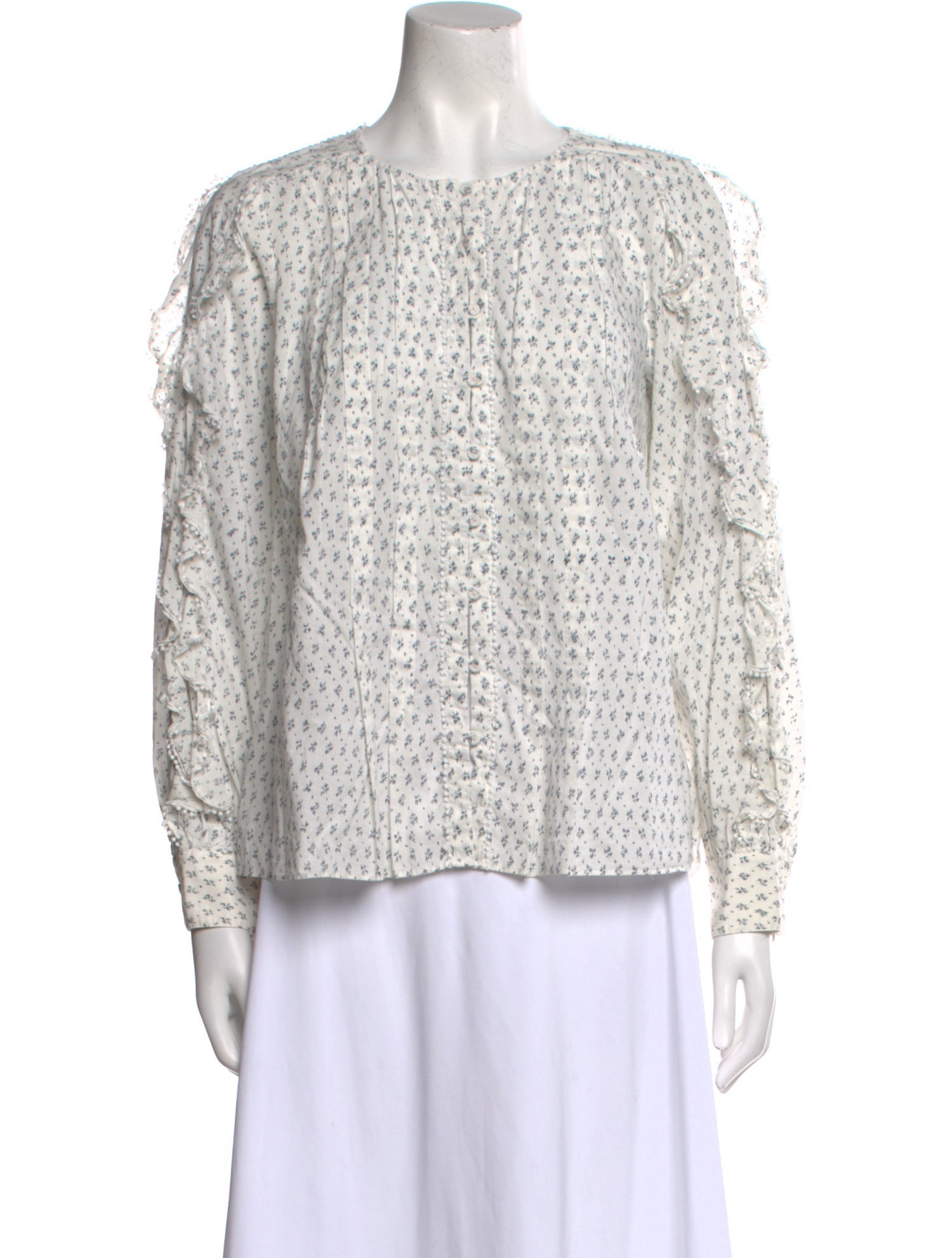 La Vie Rebecca Taylor Floral Print Crew Neck Blouse