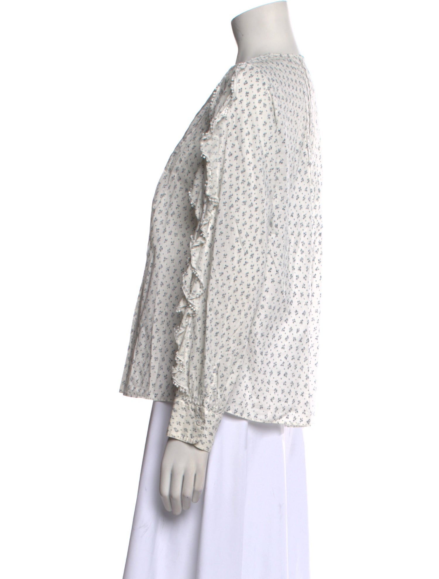 La Vie Rebecca Taylor Floral Print Crew Neck Blouse