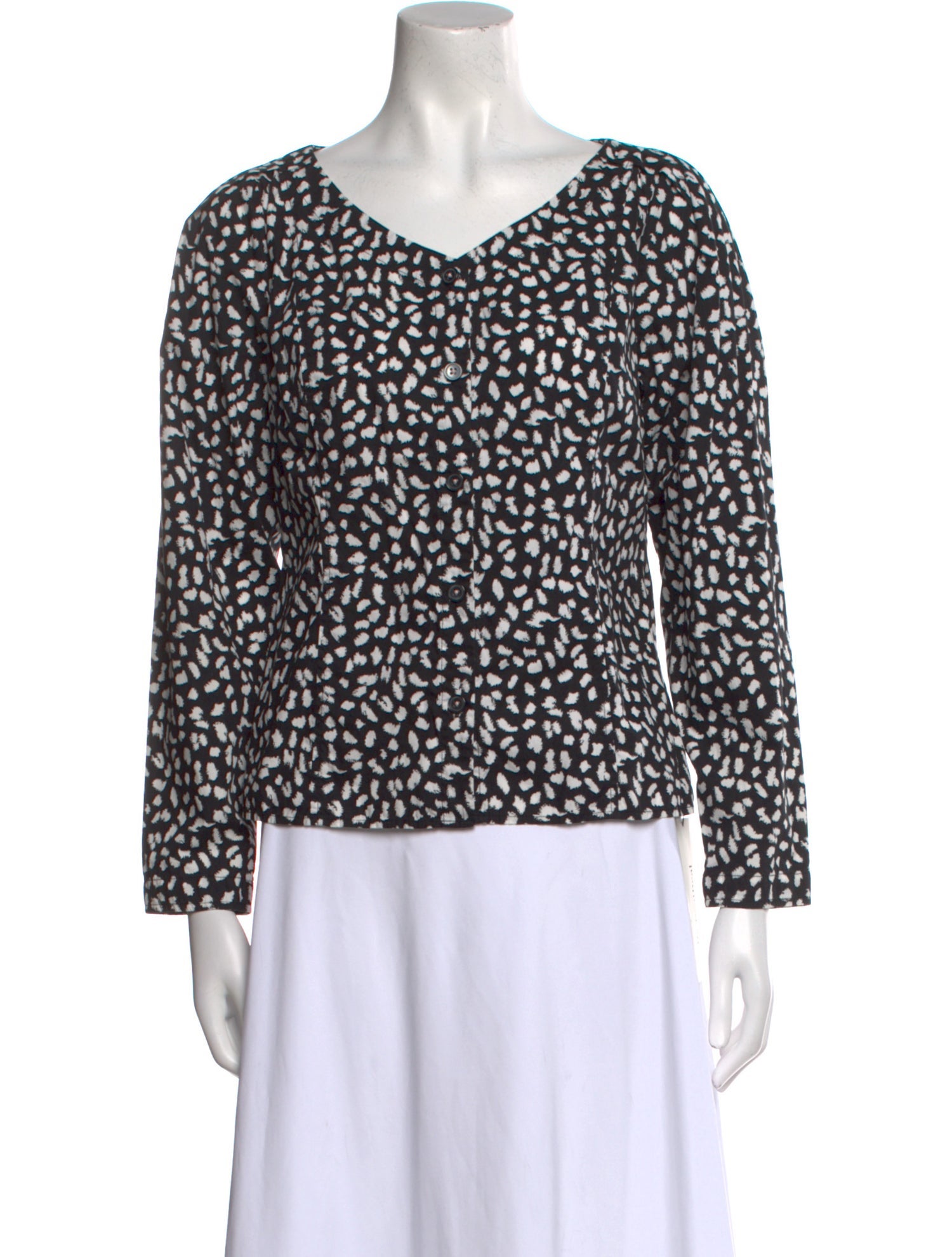 La Vie Rebecca Taylor Printed V-Neck Blouse