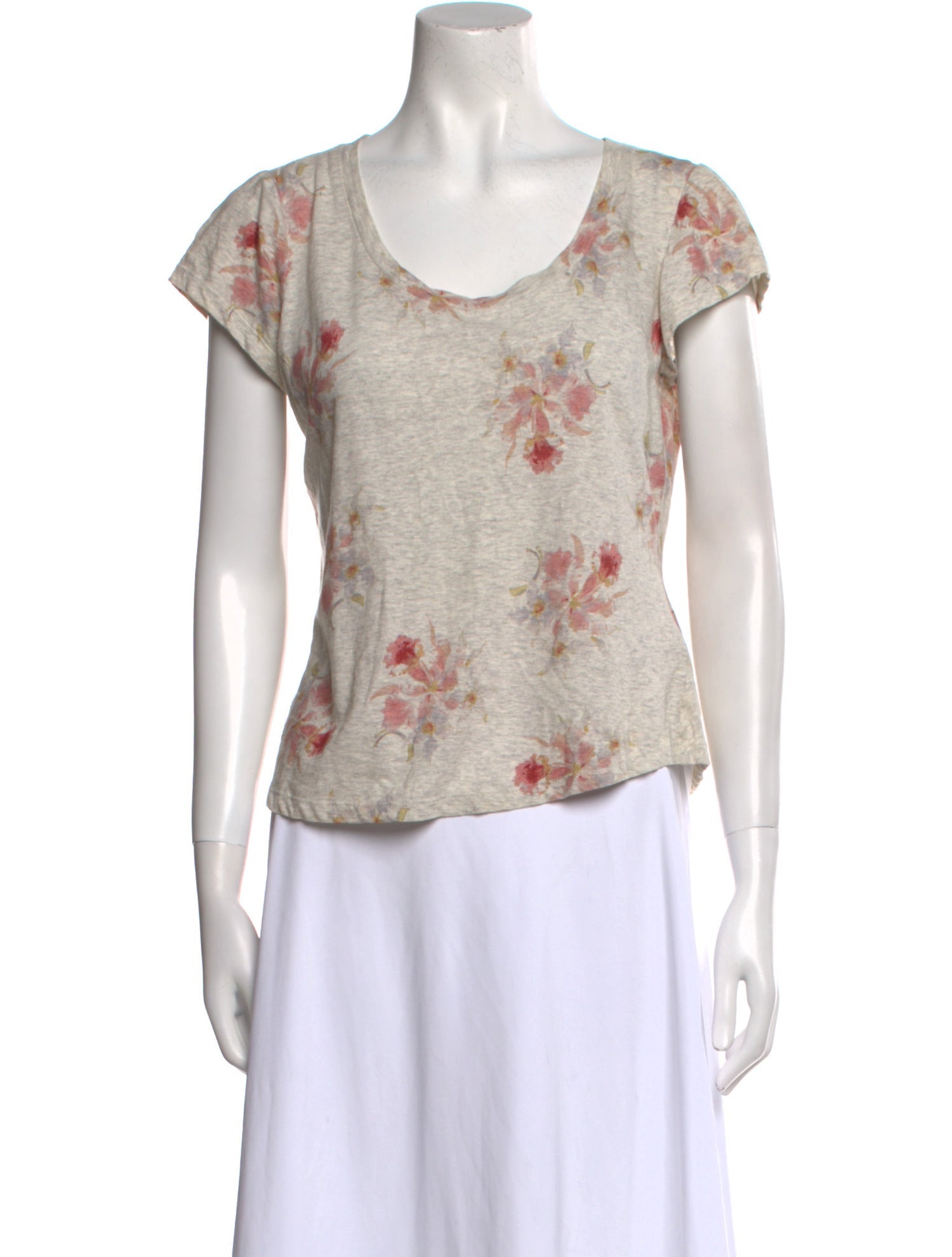 La Vie Rebecca Taylor Linen Floral Print T-Shirt