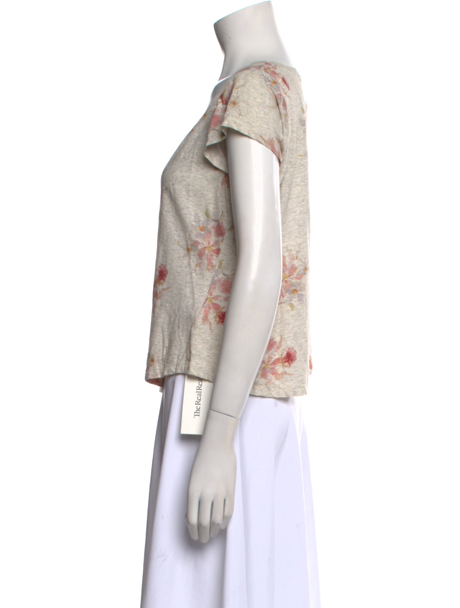 La Vie Rebecca Taylor Linen Floral Print T-Shirt