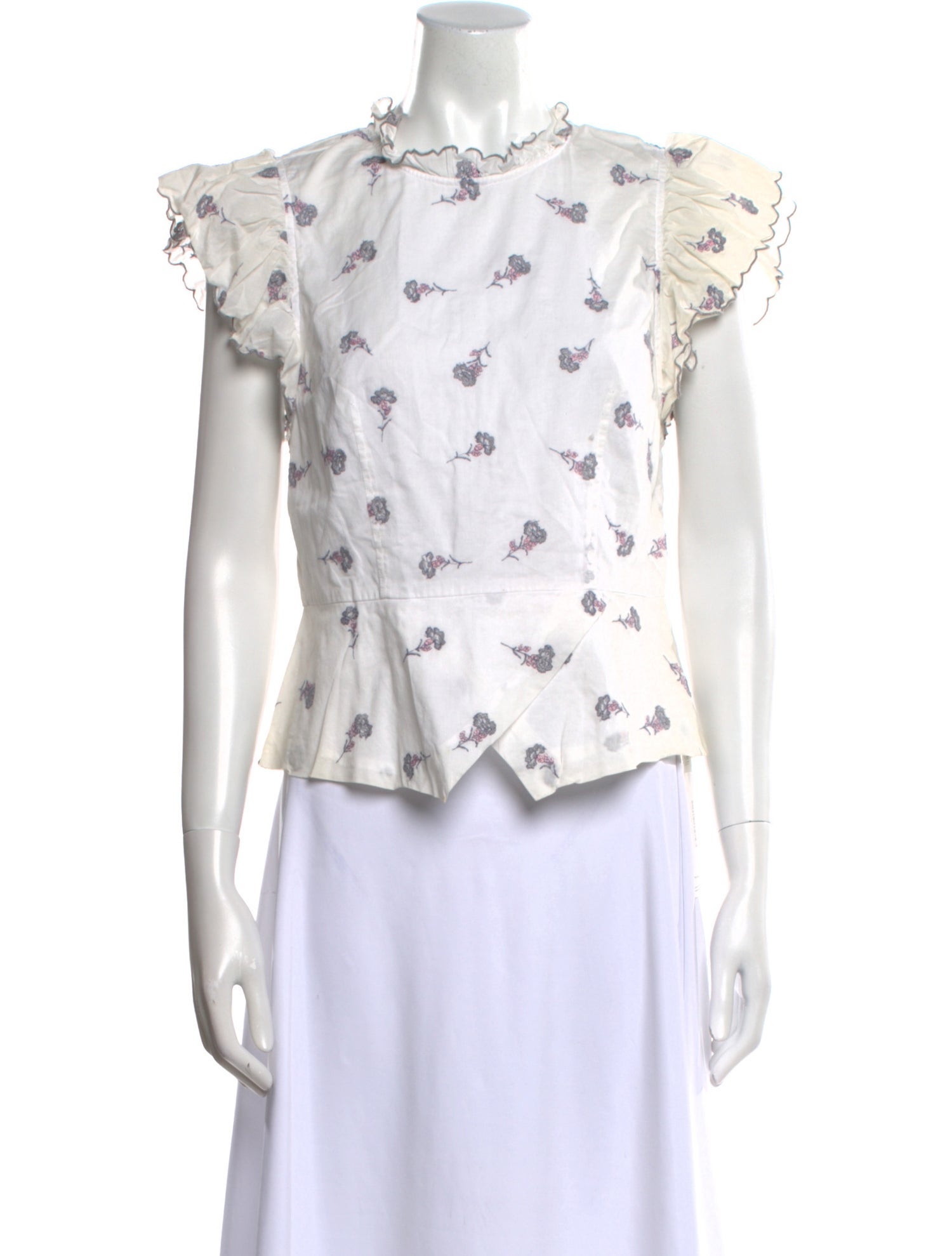 La Vie Rebecca Taylor Floral Print Mock Neck Blouse