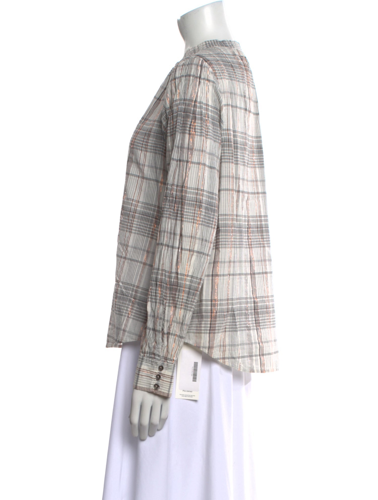 La Vie Rebecca Taylor Plaid Print Mock Neck Button-Up Top w/ Tags