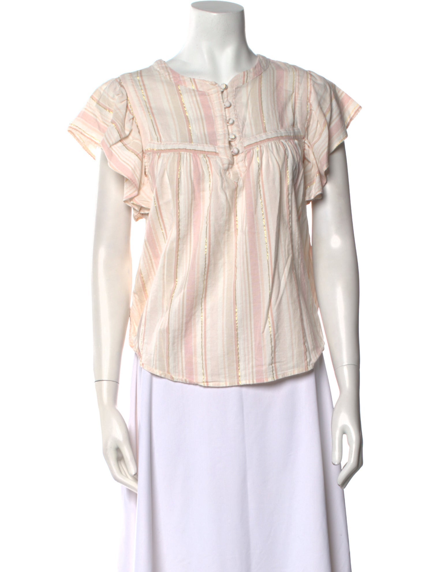 La Vie Rebecca Taylor Striped Crew Neck Blouse