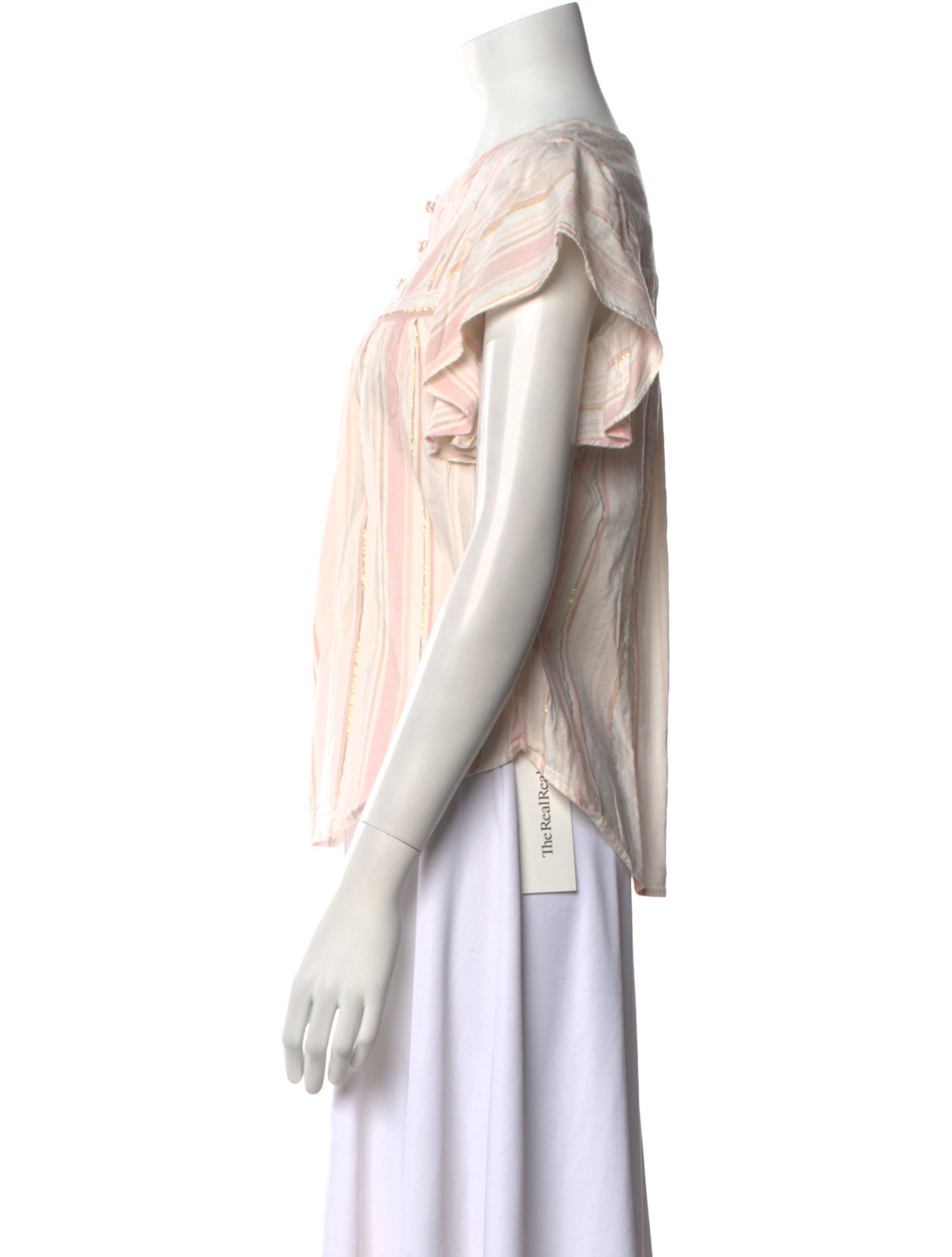 La Vie Rebecca Taylor Striped Crew Neck Blouse