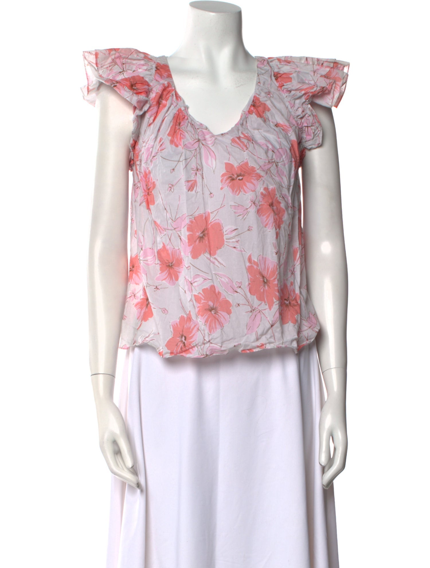 La Vie Rebecca Taylor Floral Print V-Neck Blouse