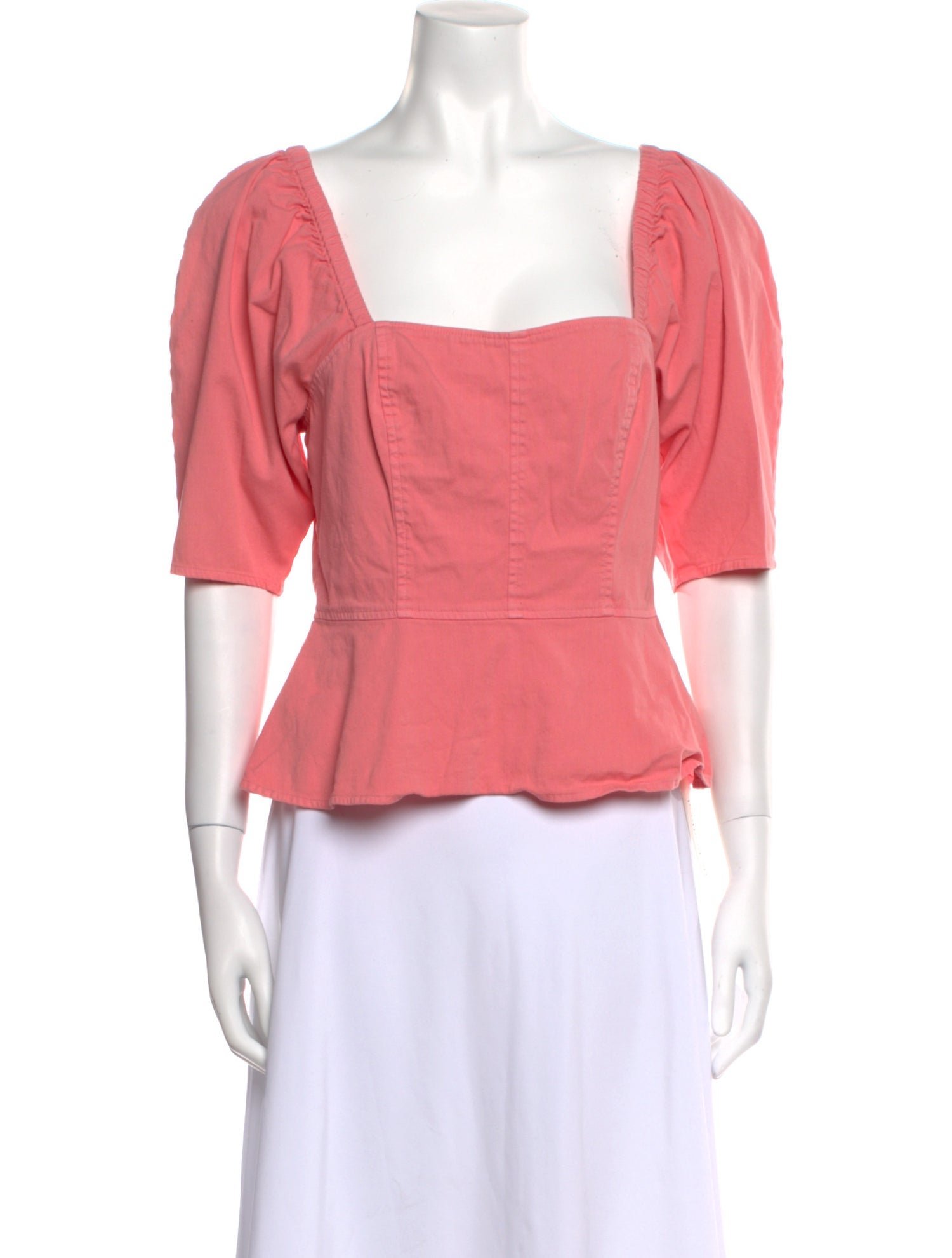 La Vie Rebecca Taylor Square Neckline Three-Quarter Sleeve Crop Top