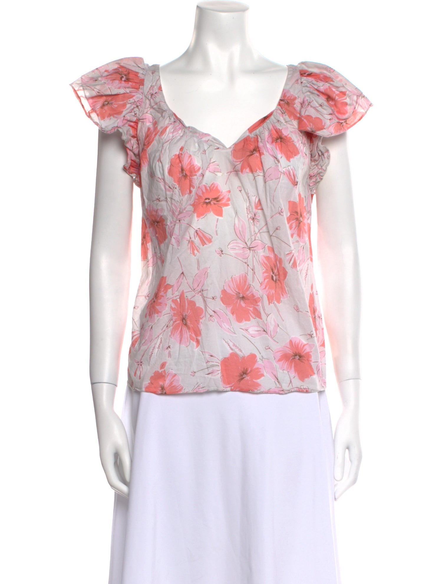 La Vie Rebecca Taylor Floral Print V-Neck Blouse