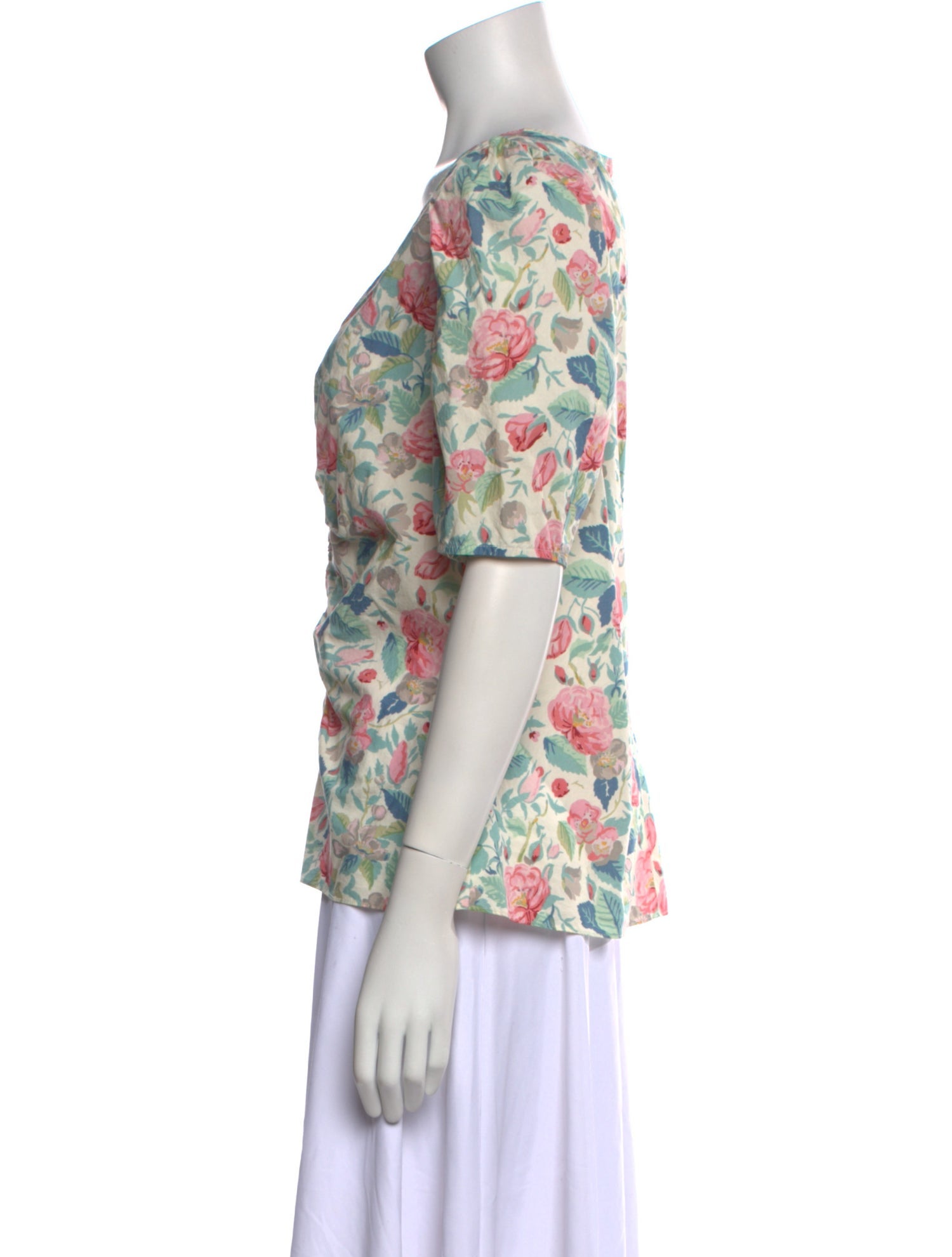 La Vie Rebecca Taylor Floral Print V-Neck Blouse