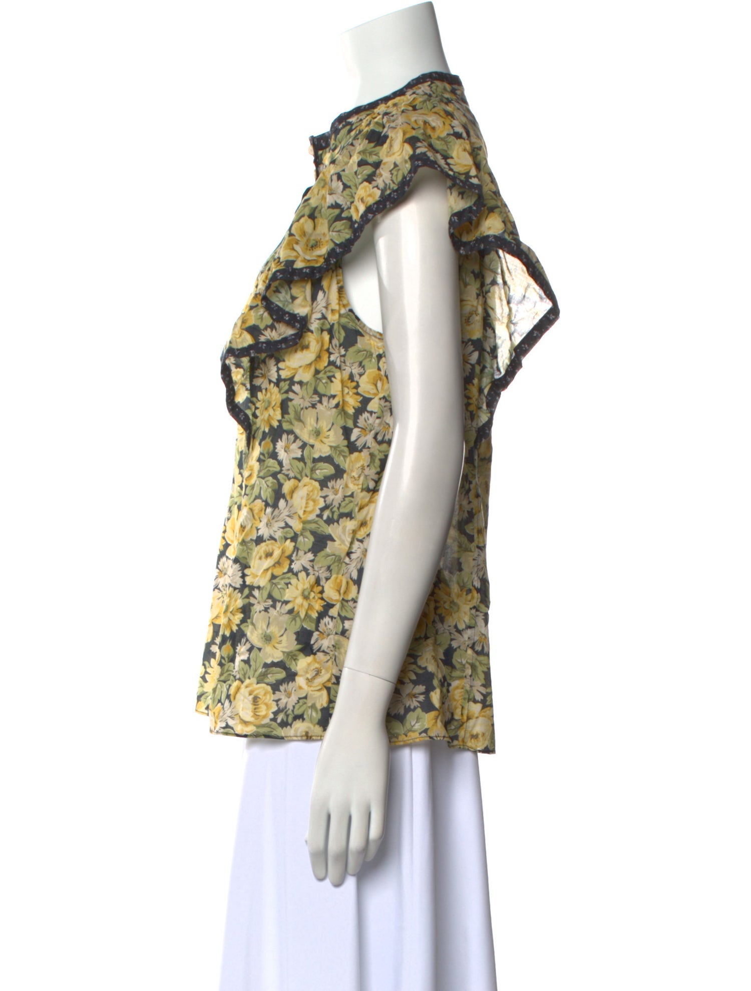 La Vie Rebecca Taylor Floral Print Crew Neck Blouse