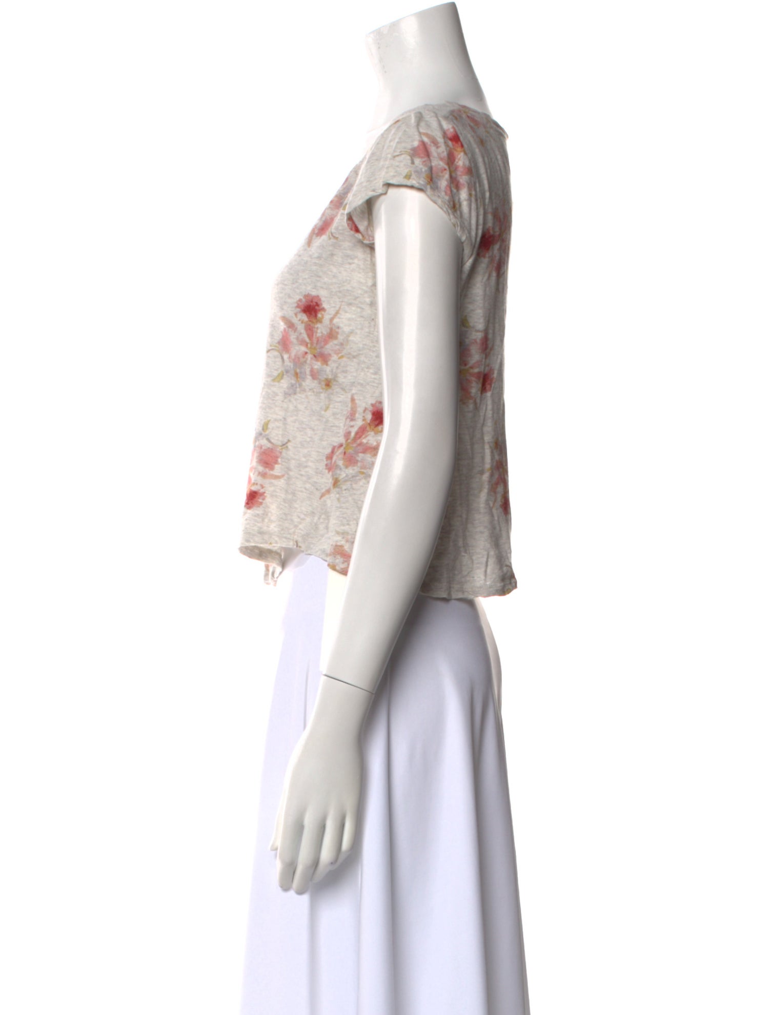 La Vie Rebecca Taylor Linen Floral Print Crop Top