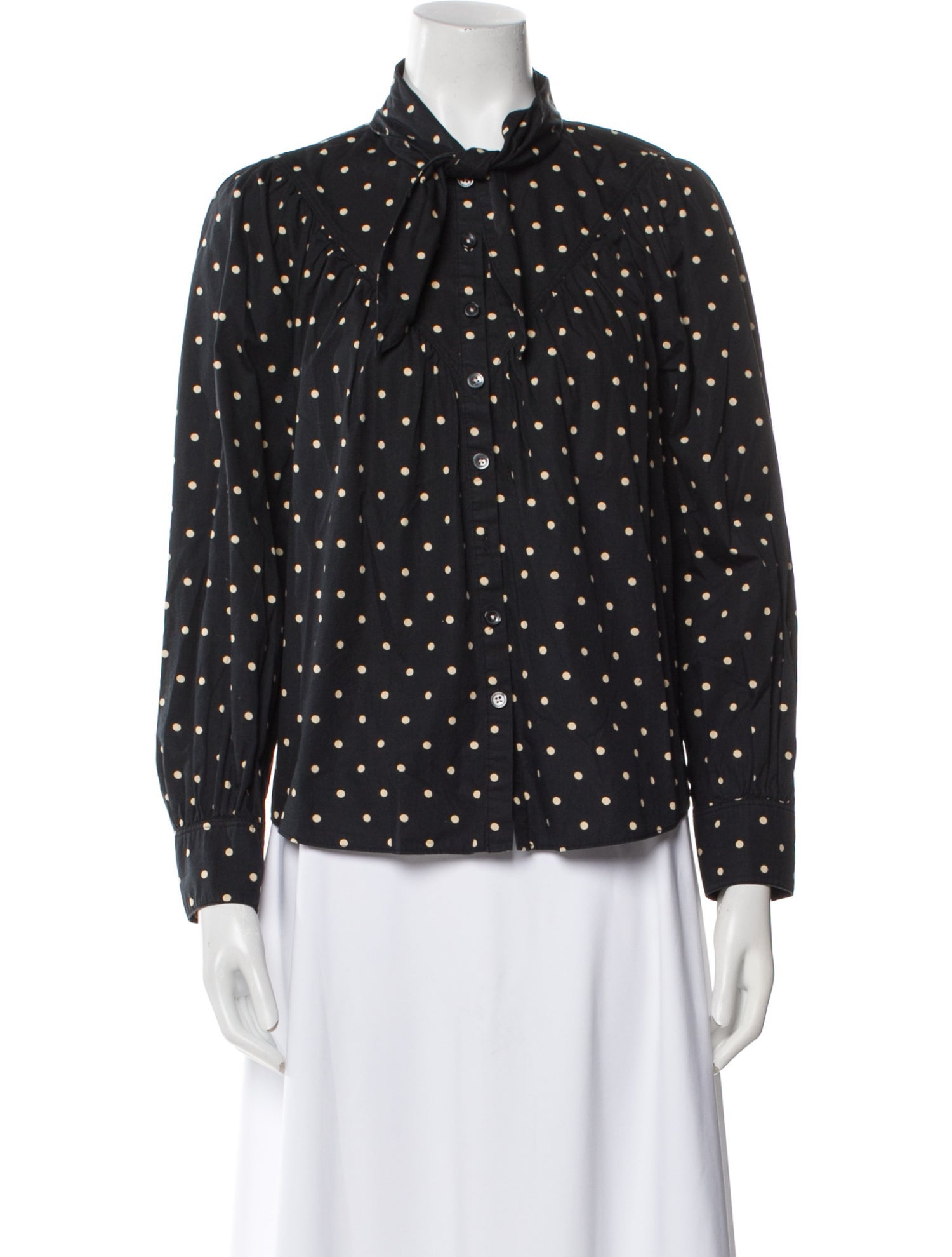 La Vie Rebecca Taylor Polka Dot Print Long Sleeve Button-Up Top