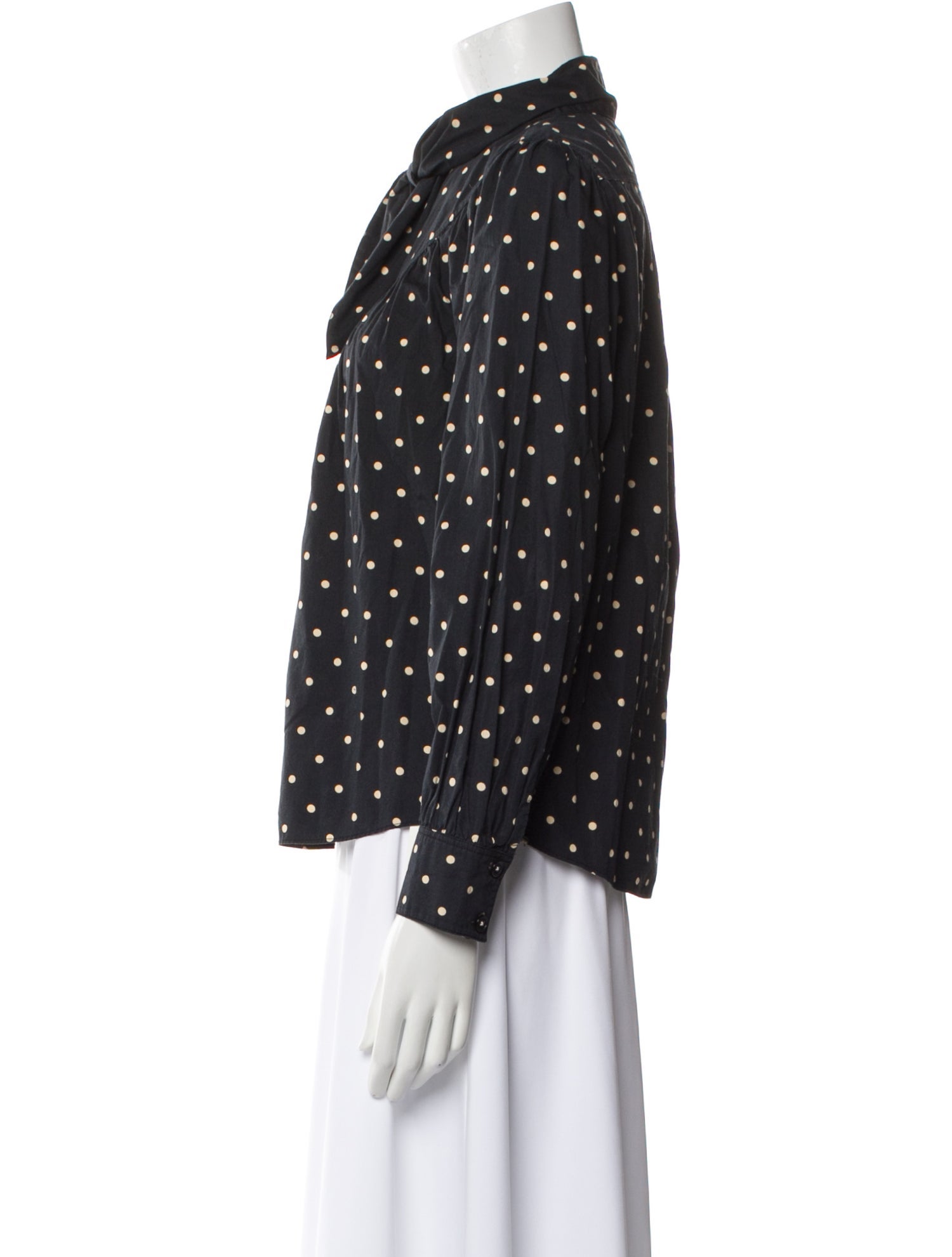 La Vie Rebecca Taylor Polka Dot Print Long Sleeve Button-Up Top