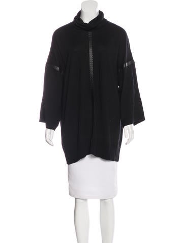 Les Copains Wool Leather-Trimmed Sweater