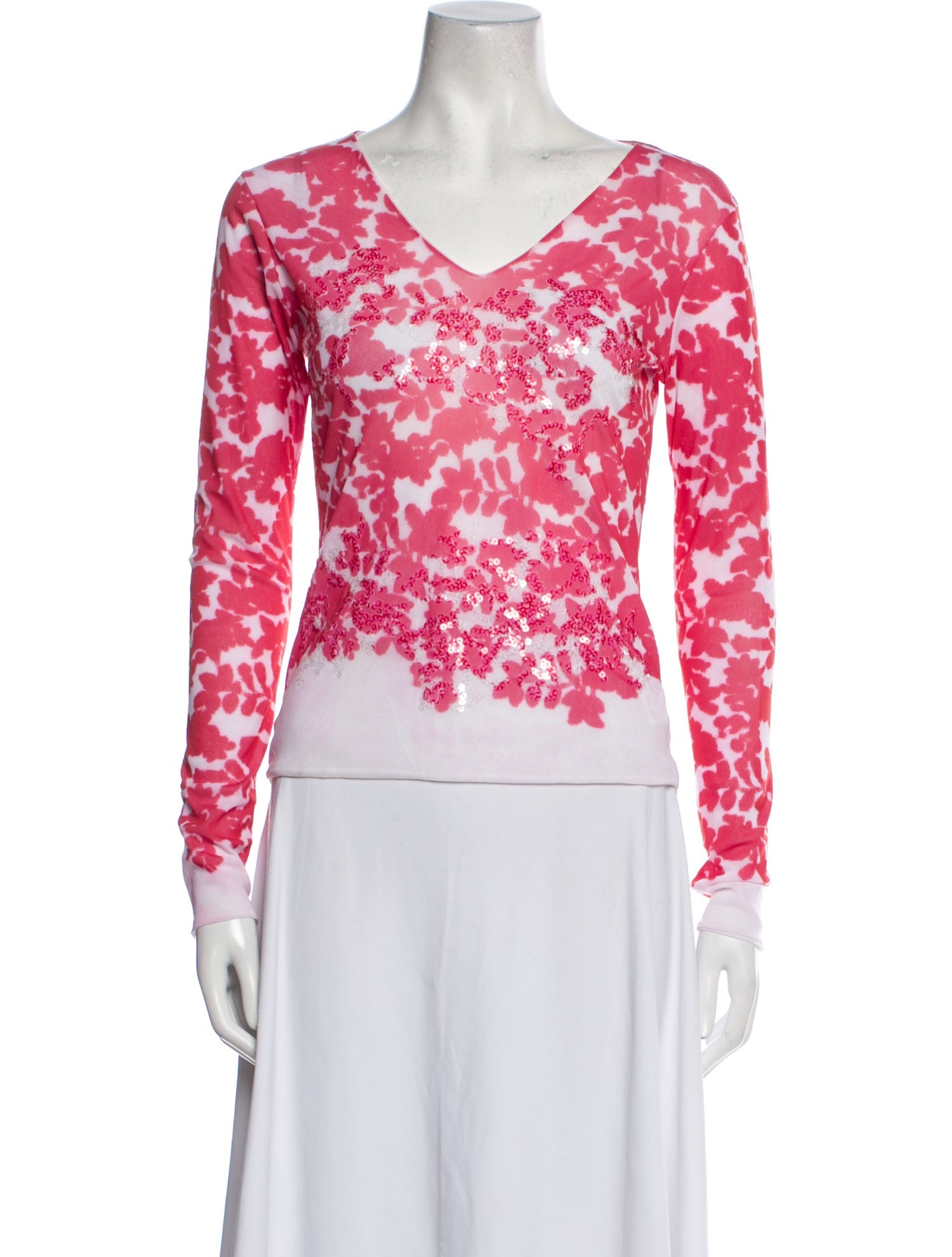 Les Copains Floral Print V-Neck Top