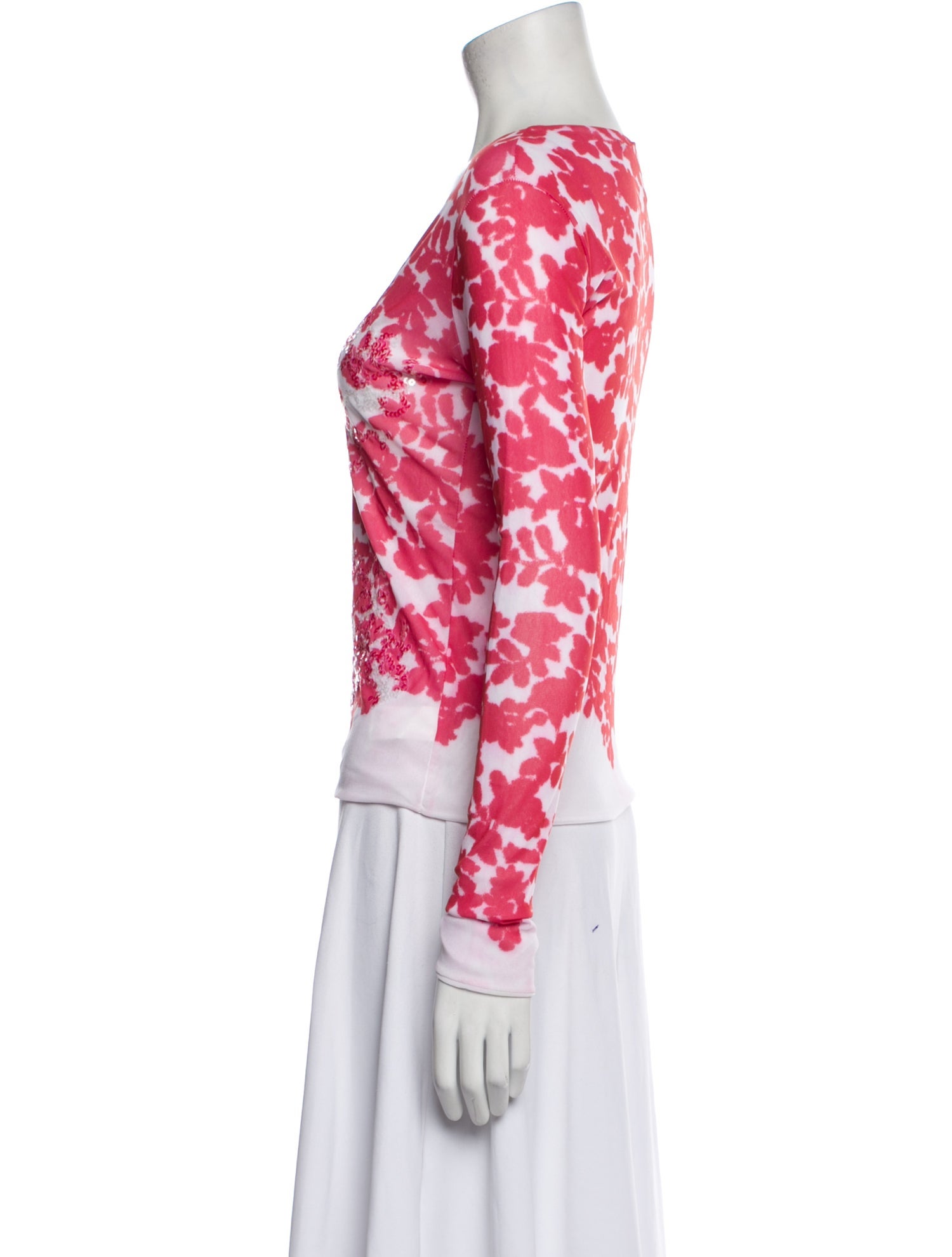 Les Copains Floral Print V-Neck Top