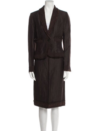 Les Copains Fringe Trim Accent Skirt Set