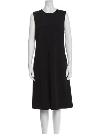 Les Copains Crew Neck Midi Length Dress Black Dresses, Clothing