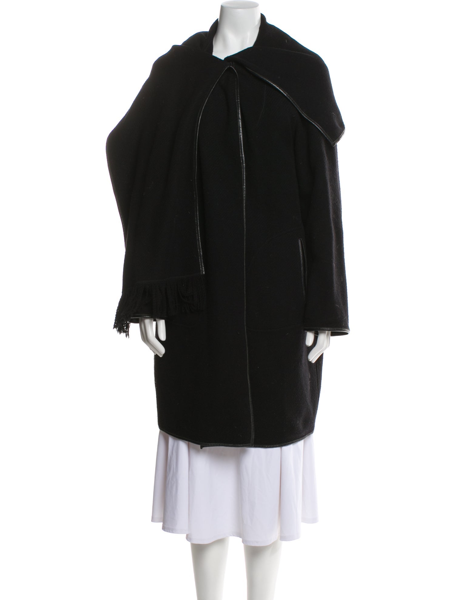 Les Copains Virgin Wool Faux Fur Coat