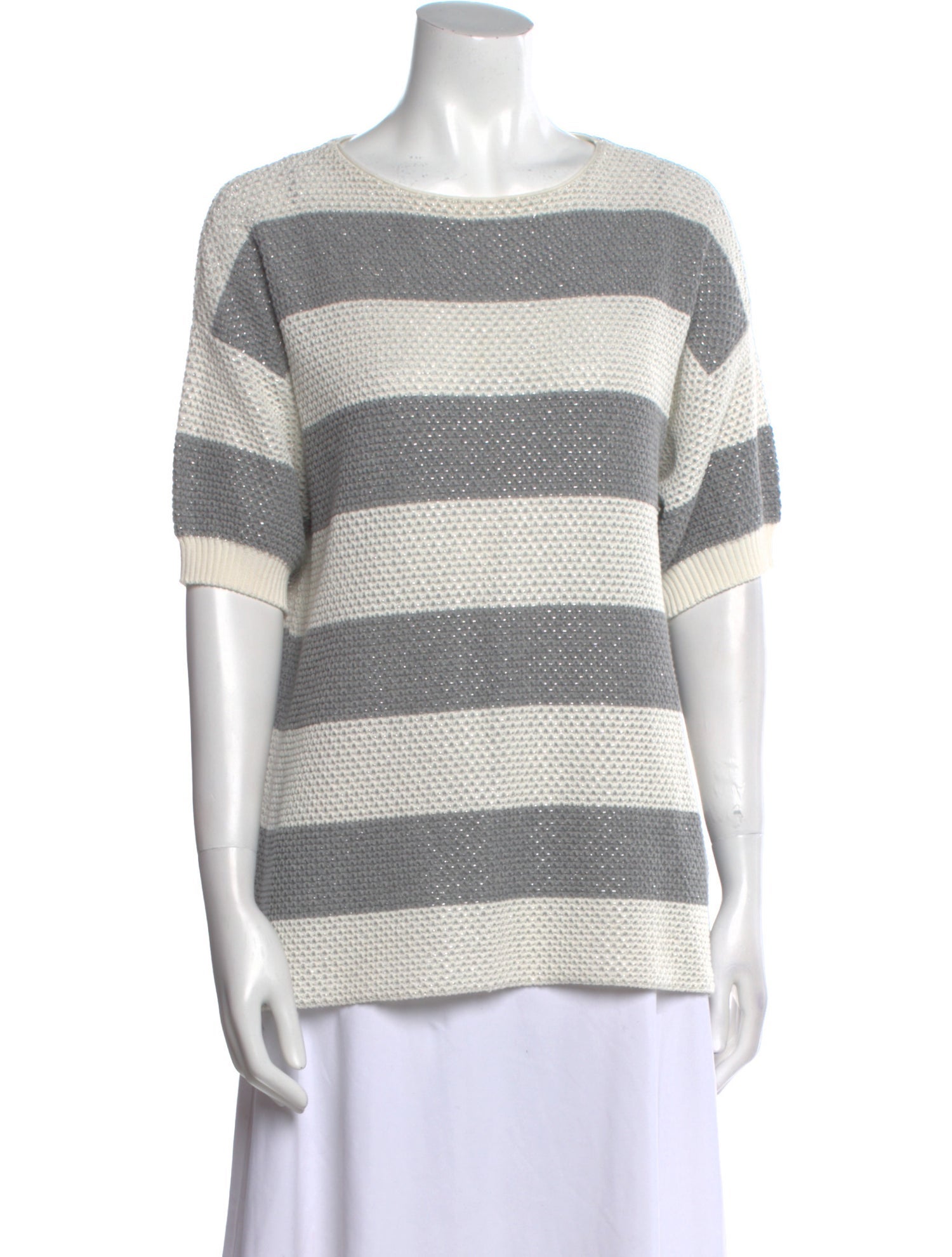 Les Copains Striped Bateau Neckline Sweater