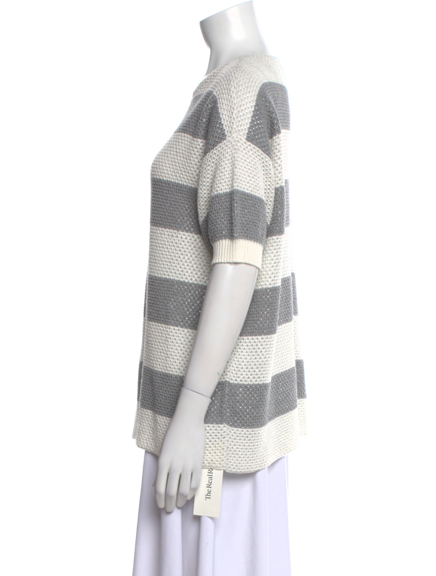 Les Copains Striped Bateau Neckline Sweater